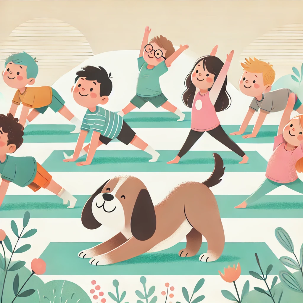 Postura de yoga para niños - Perro boca abajo.