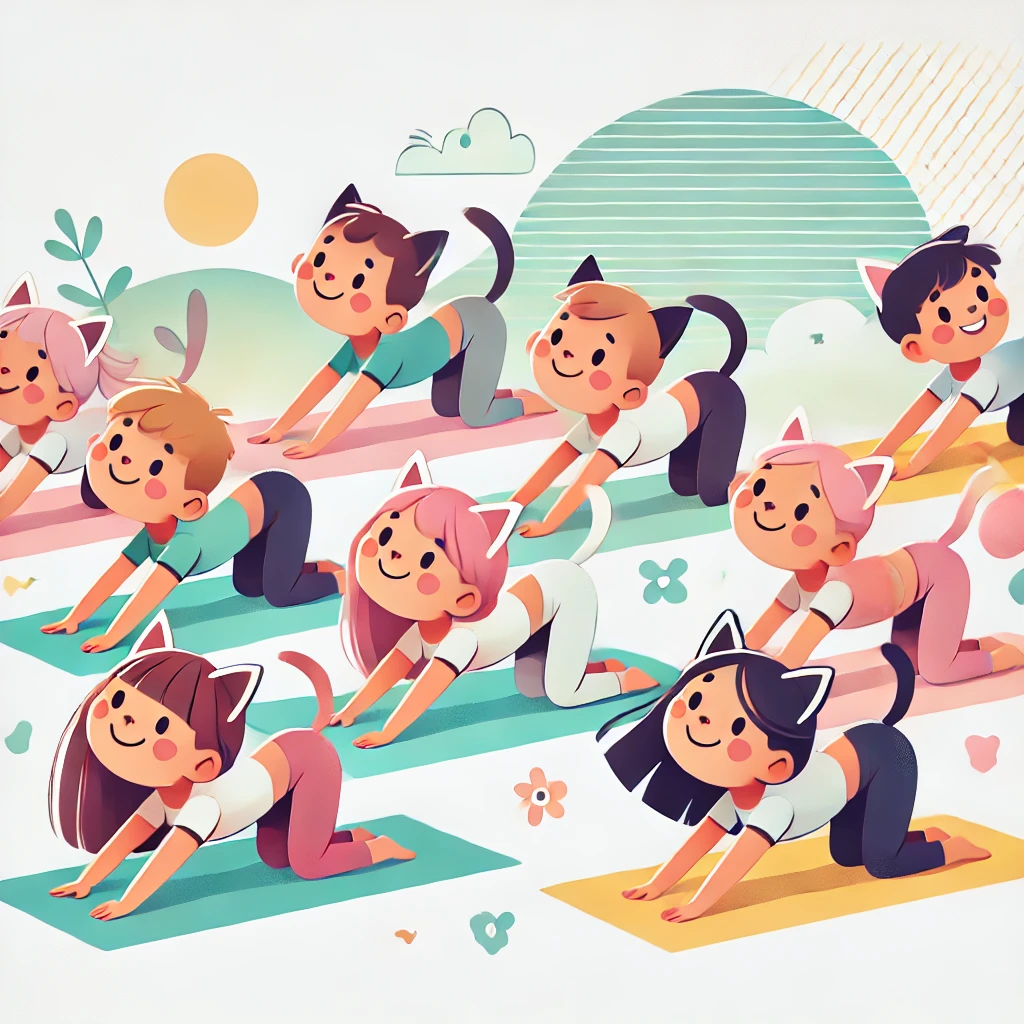 Postura de yoga para niños - El gato